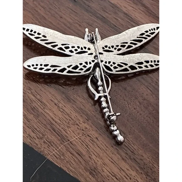 Vintage Brooch Pin Dragonfly Bijouterie Glass Metal - Picture 5 of 10